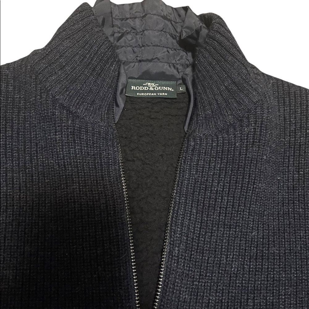 Rodd & Gunn full zip cardigan fleece lined Merino wool sweater jacket large.